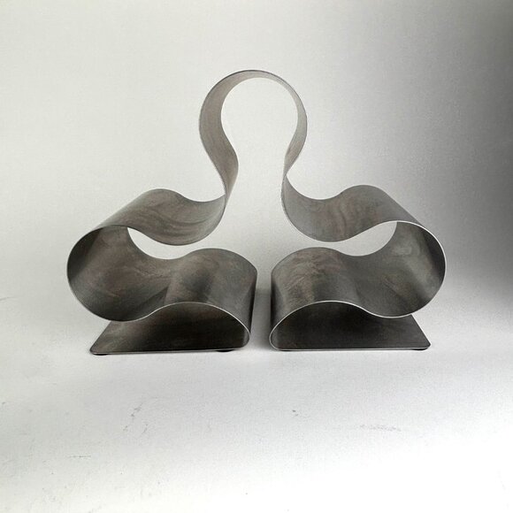 Modern Stainless Steel Wine Rack - Sculptural Elegance 6 Bottle - Picture 3 of 5